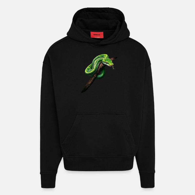 Grüner Baumpython Schlangen Liebhaber Terrarium - Hoodie- made by SPREAD  - SOLID BLACK