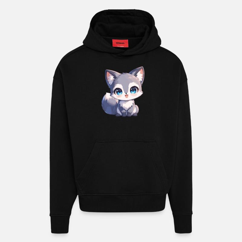Renards gris Renard gris - Sweat à capuche bio épais oversize fabriqué en UE - SOLID BLACK