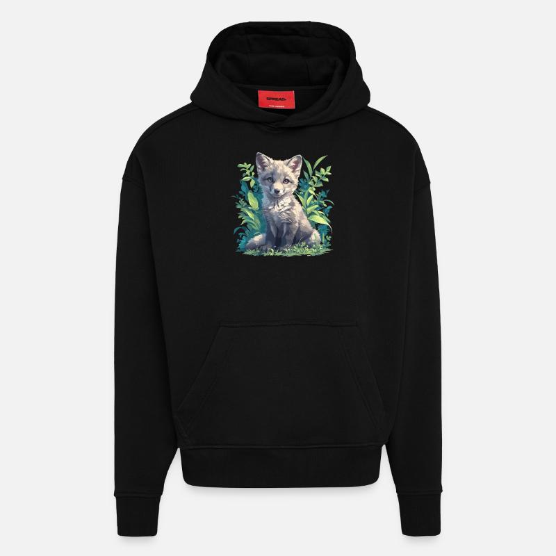 Renards gris Renard gris - Sweat à capuche bio épais oversize fabriqué en UE - SOLID BLACK