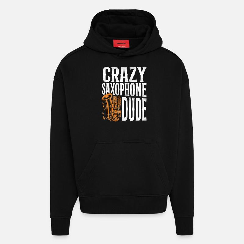 Saxophone Crazy Saxophone Dude - Hoodie- made by SPREAD  - SOLID BLACK