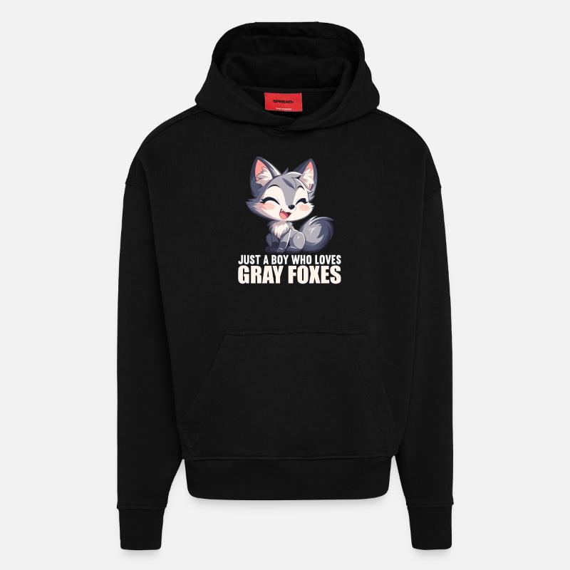 Renards gris Renard gris - Sweat à capuche bio épais oversize fabriqué en UE - SOLID BLACK