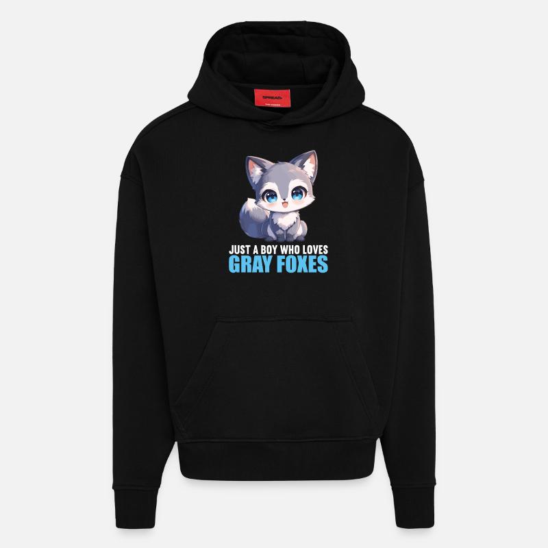 Renards gris Renard gris - Sweat à capuche bio épais oversize fabriqué en UE - SOLID BLACK