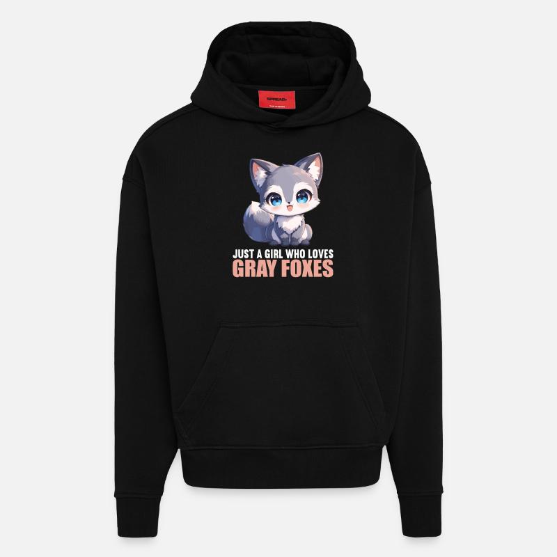 Renards gris Renard gris - Sweat à capuche bio épais oversize fabriqué en UE - SOLID BLACK