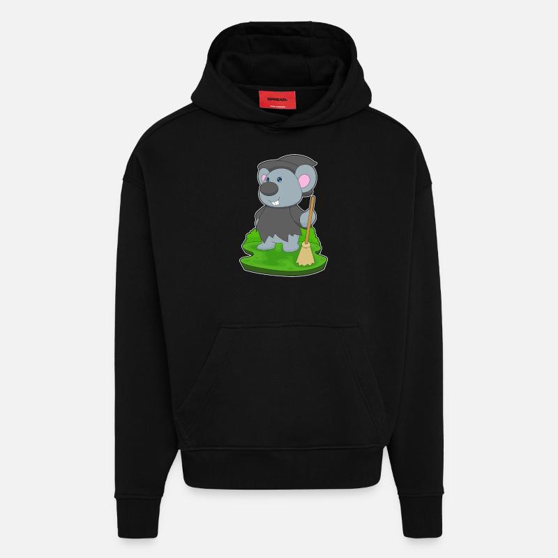 Mouse Halloween Witch - Hoodie- made by SPREAD - SOLID BLACK