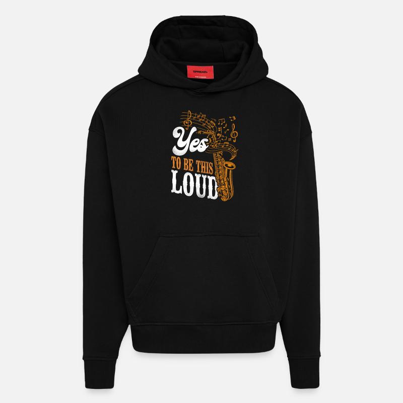 Saxophones , ça doit être ça - Sweat à capuche bio épais oversize fabriqué en UE - SOLID BLACK