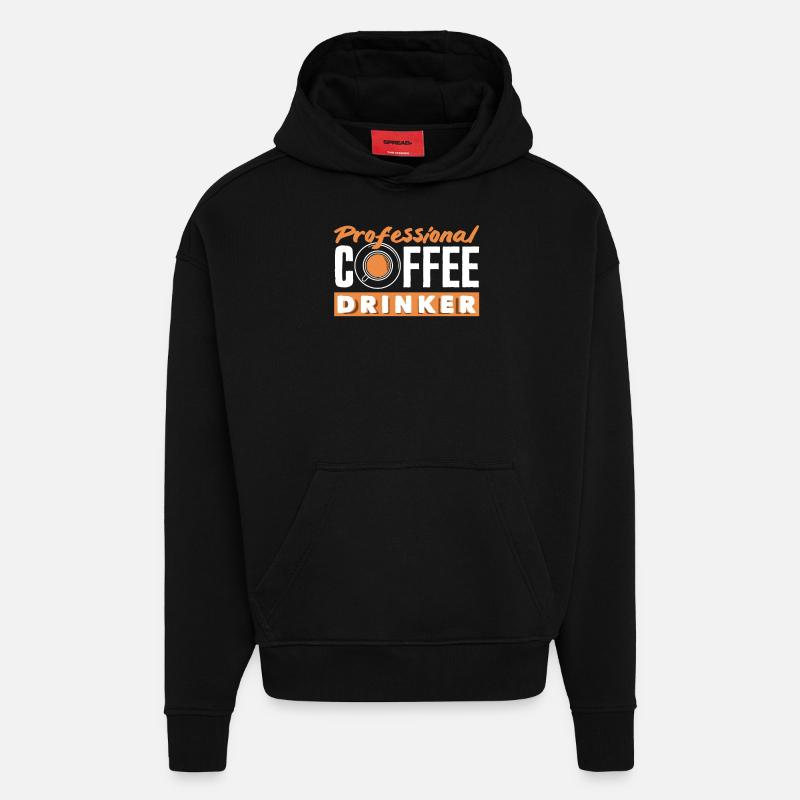 Amateur de café professionnel - Sweat à capuche bio épais oversize fabriqué en UE - SOLID BLACK