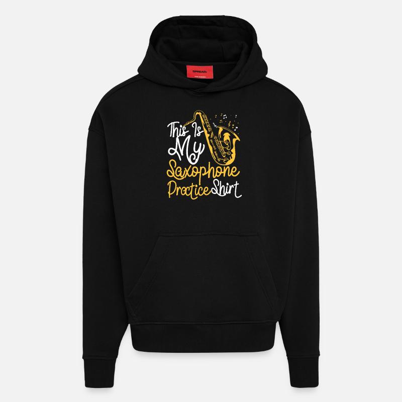 Saxophone C’est mon saxophone - Sweat à capuche bio épais oversize fabriqué en UE - SOLID BLACK