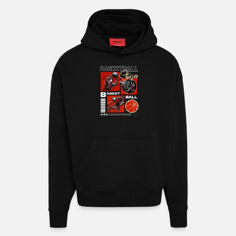 Basket-ball Joueurs de basket-ball - Sweat à capuche bio épais oversize fabriqué en UE - SOLID BLACK
