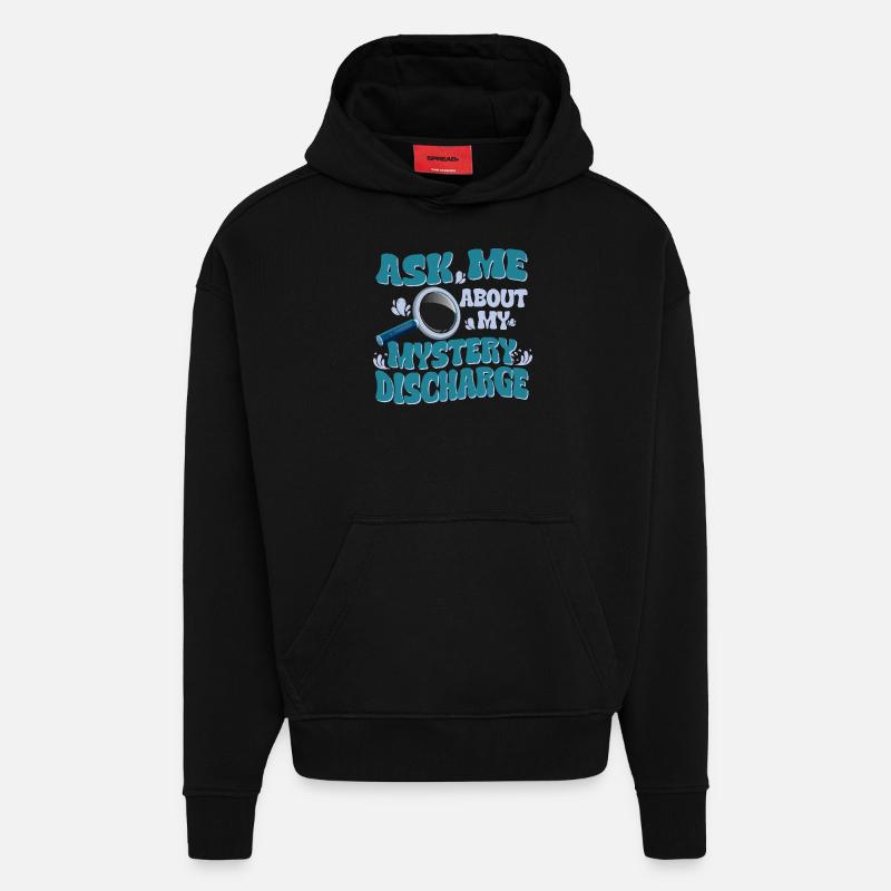 Interrogez-moi sur mes mystérieuses pertes - - Sweat à capuche bio épais oversize fabriqué en UE - SOLID BLACK