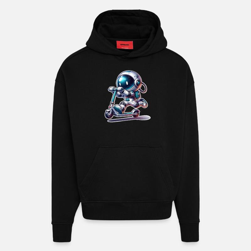 E-Scooter E-Roller Astronaut Scooter - Sweat à capuche bio épais oversize fabriqué en UE - SOLID BLACK