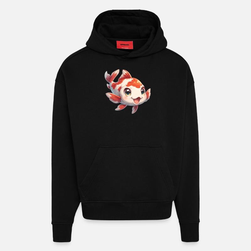 Koi Koi Carpe - Sweat à capuche bio épais oversize fabriqué en UE - SOLID BLACK