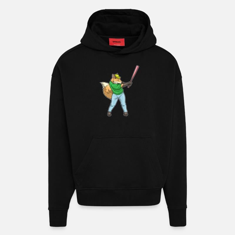 Batte de baseball Fox - Sweat à capuche bio épais oversize fabriqué en UE - SOLID BLACK