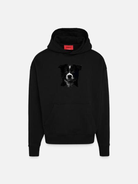 Border Collie - Hoodie- made by SPREAD - SOLID BLACK