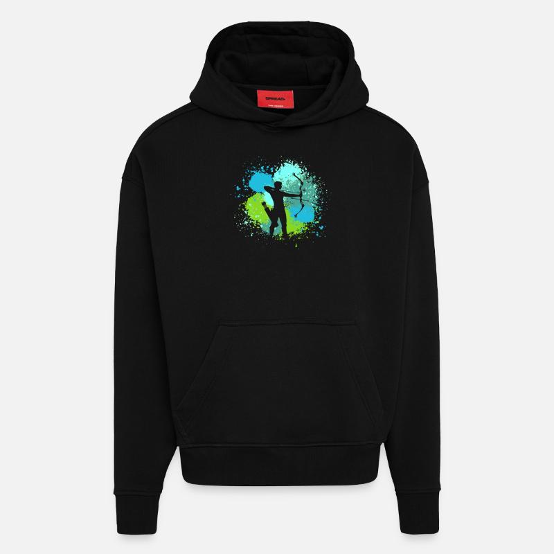 Archer Tir à l’arc - Sweat à capuche bio épais oversize fabriqué en UE - SOLID BLACK