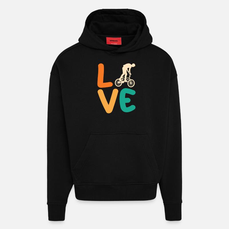 Vélo VTT - Sweat à capuche bio épais oversize fabriqué en UE - SOLID BLACK