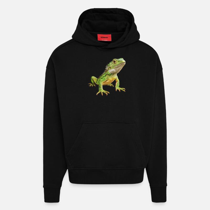 Lézards Lézard - Sweat à capuche bio épais oversize fabriqué en UE - SOLID BLACK