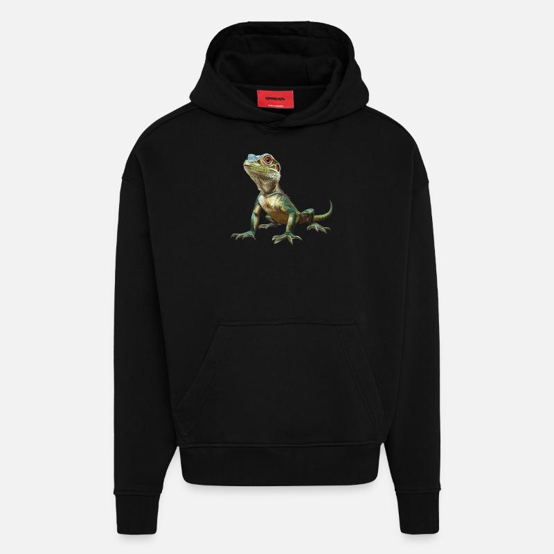 Lizards Lizard - Hoodie- made by SPREAD - SOLID BLACK
