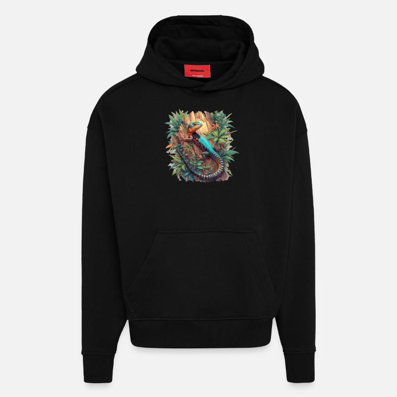 Eidechsen Eidechse - Hoodie- made by SPREAD  - SOLID BLACK