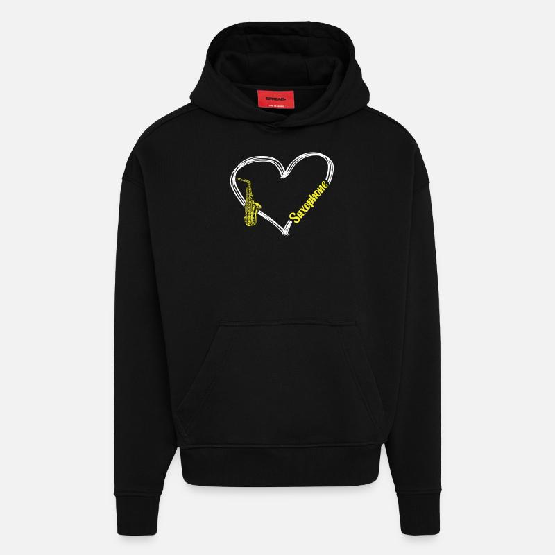 Saxophone Saxophone - Hoodie- made by SPREAD  - SOLID BLACK