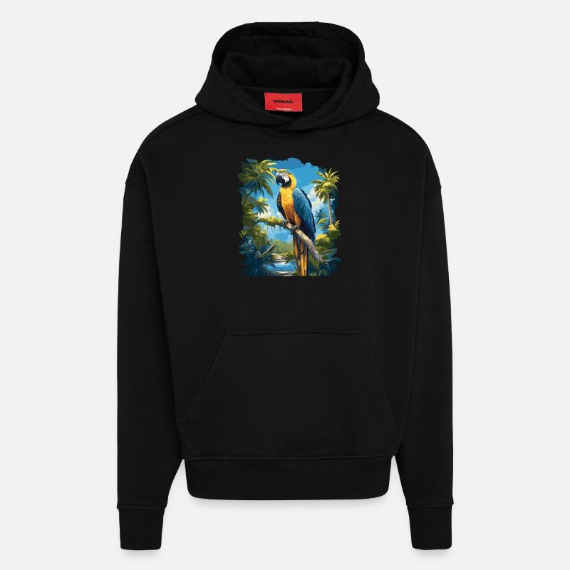 L’ère de l’ara - Sweat à capuche bio épais oversize fabriqué en UE - SOLID BLACK