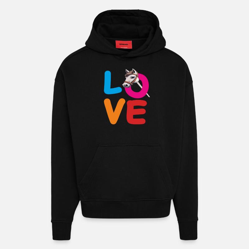 CHEVAL D’AMOUR - Sweat à capuche bio épais oversize fabriqué en UE - SOLID BLACK
