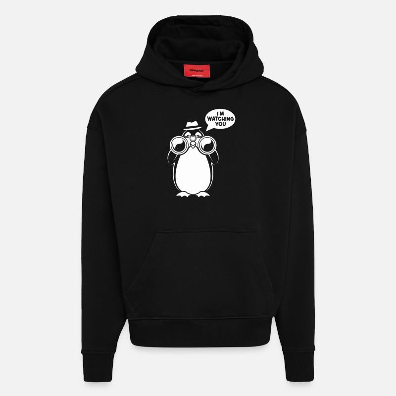 Sarcasme : Je te regarde concevoir - Sweat à capuche bio épais oversize fabriqué en UE - SOLID BLACK