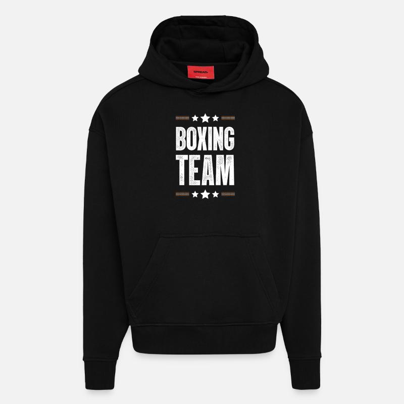 Équipe de boxe - Sweat à capuche bio épais oversize fabriqué en UE - SOLID BLACK