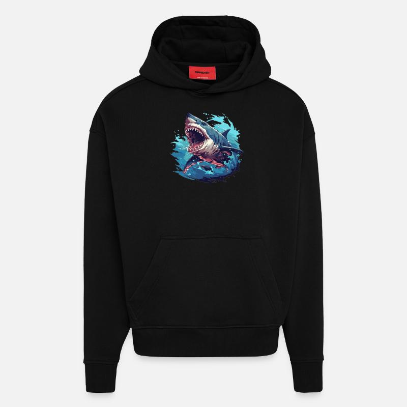 Mégalodons Megalodon - Sweat à capuche bio épais oversize fabriqué en UE - SOLID BLACK