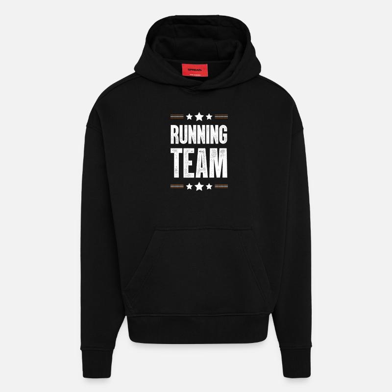 Équipe de course - Sweat à capuche bio épais oversize fabriqué en UE - SOLID BLACK
