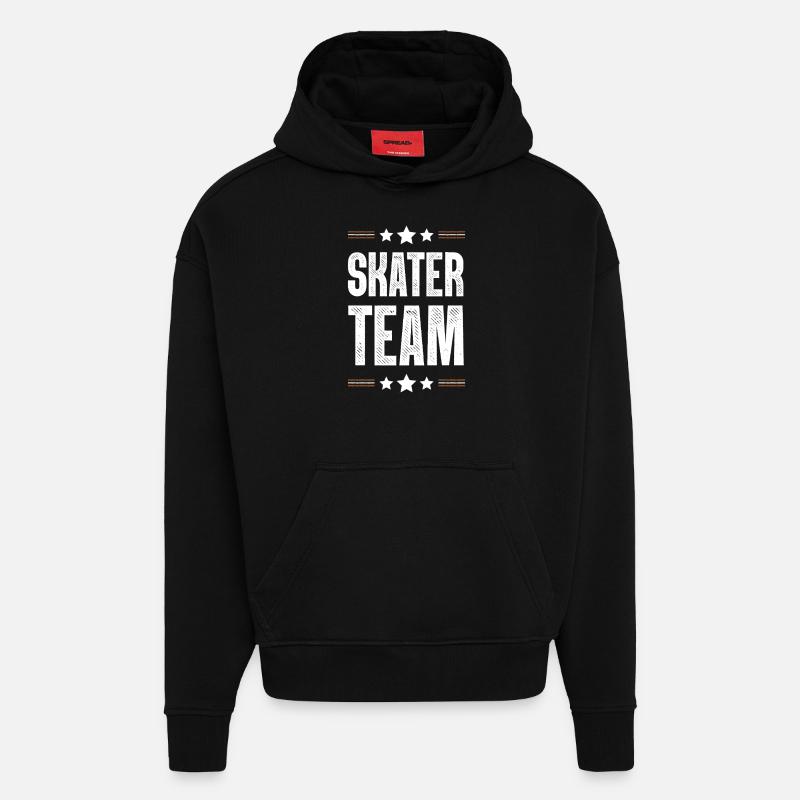 Équipe de patineurs - Sweat à capuche bio épais oversize fabriqué en UE - SOLID BLACK