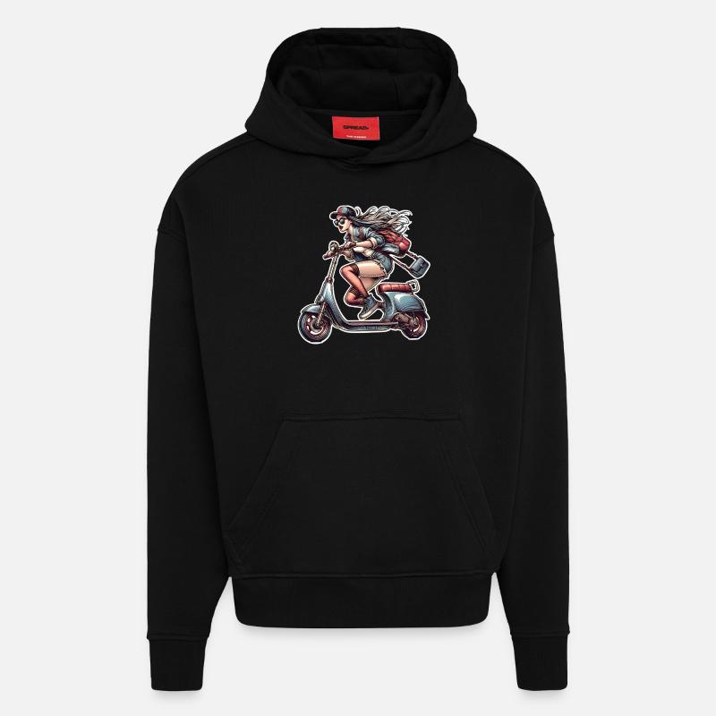Scooter Cyclomoteur Scooter - Sweat à capuche bio épais oversize fabriqué en UE - SOLID BLACK