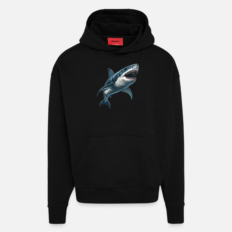 Sharks Shark - Hoodie- made by SPREAD  - SOLID BLACK