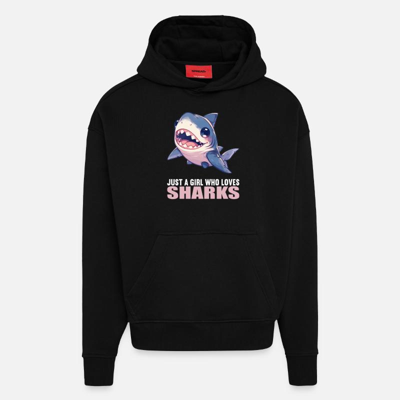 Requins Requin - Sweat à capuche bio épais oversize fabriqué en UE - SOLID BLACK