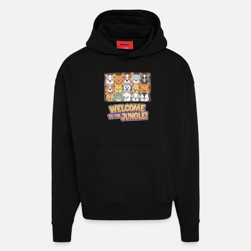 TÊTES D’ANIMAUX MONTÉES - Sweat à capuche bio épais oversize fabriqué en UE - SOLID BLACK