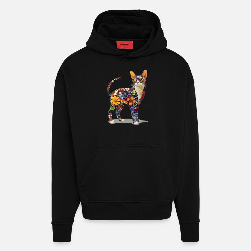 Devon Rex - Hoodie- made by SPREAD  - SOLID BLACK