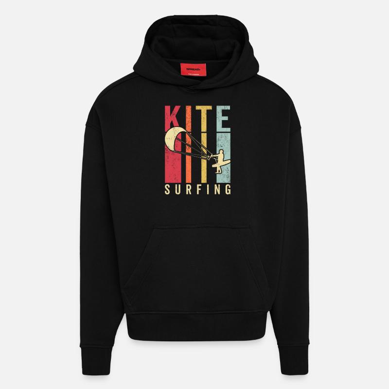 Kitesurfeur Kiteboard Kitesurf Kitesurf - Sweat à capuche bio épais oversize fabriqué en UE - SOLID BLACK