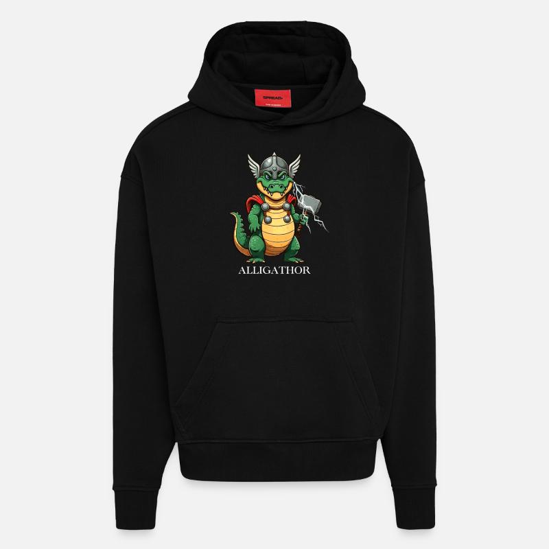 Alligathor - Sweat à capuche bio épais oversize fabriqué en UE - SOLID BLACK