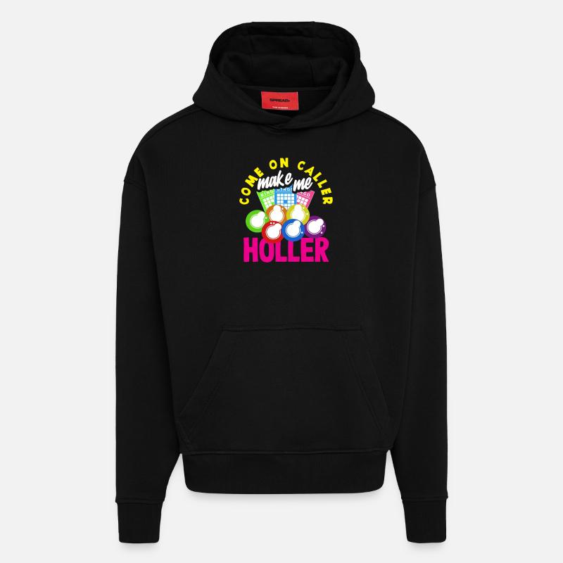 Joueurs de bingo Venez m’appeler - Sweat à capuche bio épais oversize fabriqué en UE - SOLID BLACK