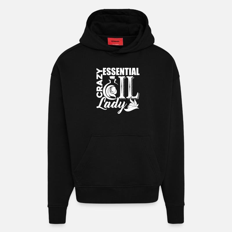 Crazy Essential Oil Lady - Hoodie- made by SPREAD  - SOLID BLACK