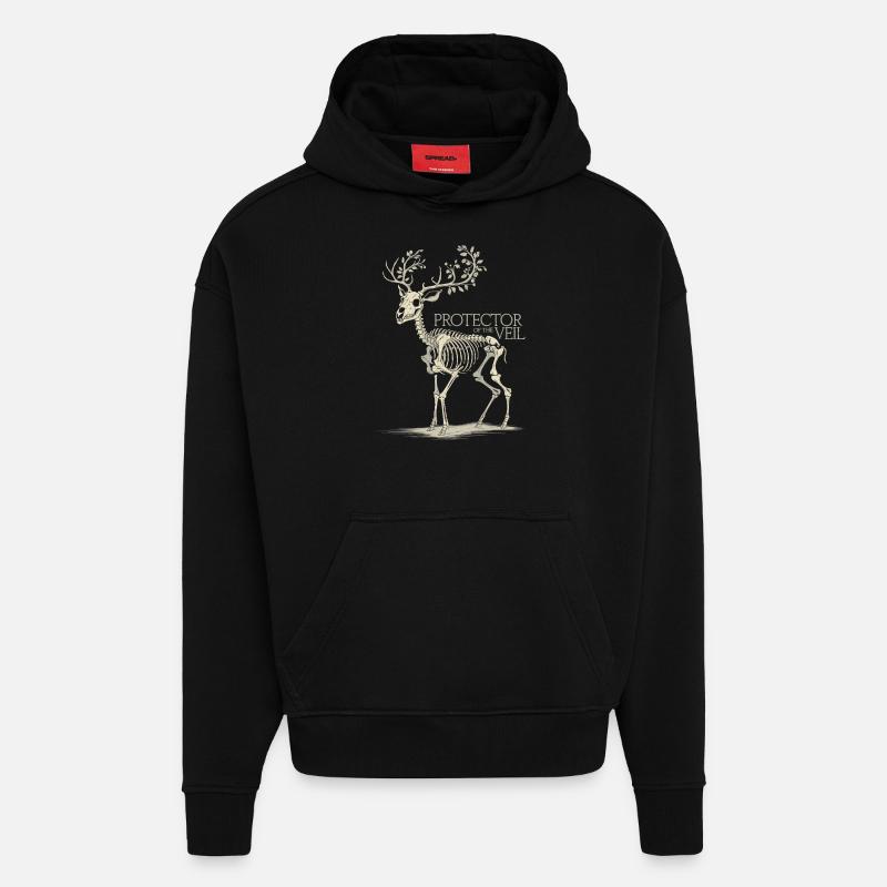 gardien du monde intermédiaire - Sweat à capuche bio épais oversize fabriqué en UE - SOLID BLACK