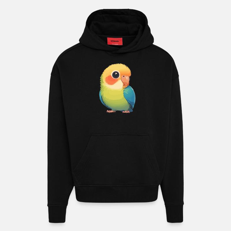 Perroquet Perroquet Perroquet - Sweat à capuche bio épais oversize fabriqué en UE - SOLID BLACK