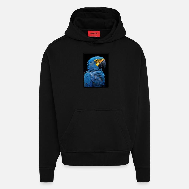 Perroquet Perroquet Perroquet - Sweat à capuche bio épais oversize fabriqué en UE - SOLID BLACK