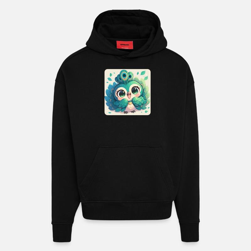Peacocks Peacock - Hoodie- made by SPREAD - SOLID BLACK