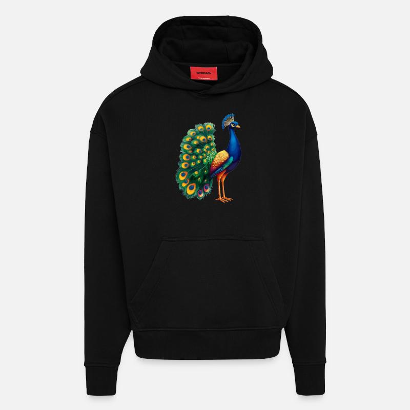 Paons Paon - Sweat à capuche bio épais oversize fabriqué en UE - SOLID BLACK