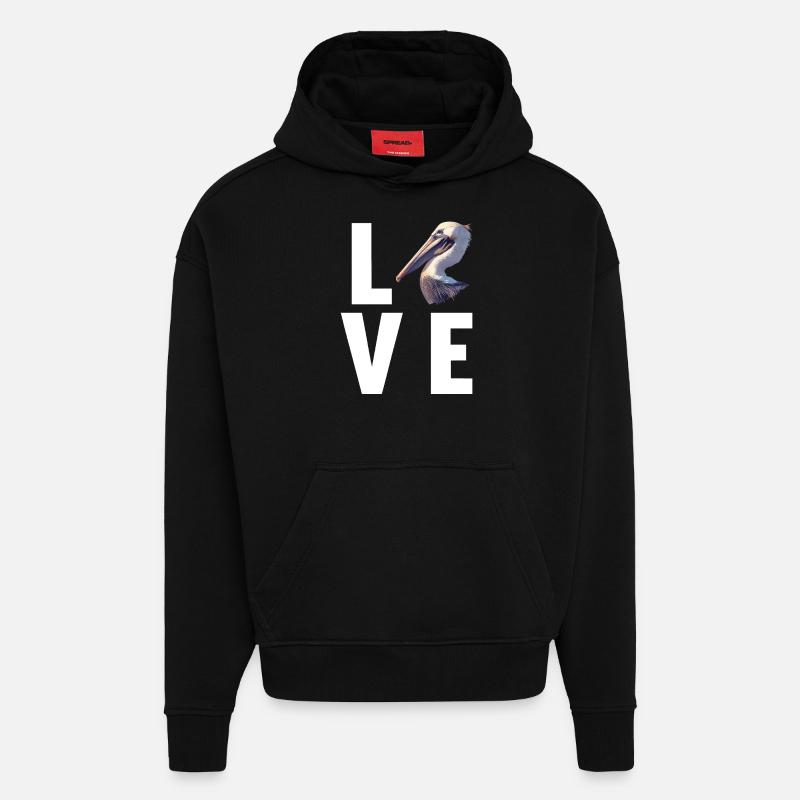 Pélicans Pélican - Sweat à capuche bio épais oversize fabriqué en UE - SOLID BLACK