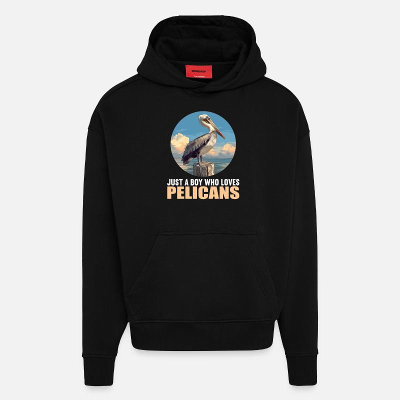 Pélicans Pélican - Sweat à capuche bio épais oversize fabriqué en UE - SOLID BLACK