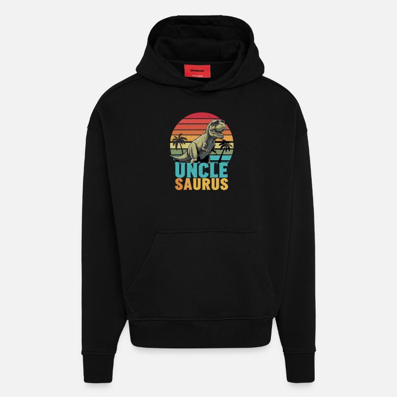 Unclesaurus Retro Dinosaur Motiv mit - Hoodie- made by SPREAD  - SOLID BLACK