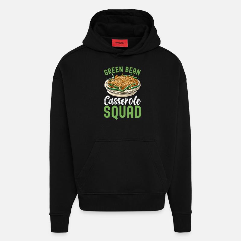 Casserole de haricots verts - Sweat à capuche bio épais oversize fabriqué en UE - SOLID BLACK