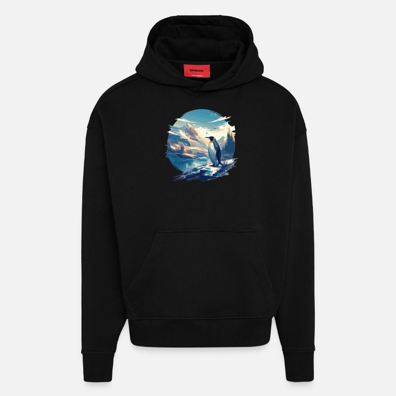 Pingouins Pingouin - Sweat à capuche bio épais oversize fabriqué en UE - SOLID BLACK