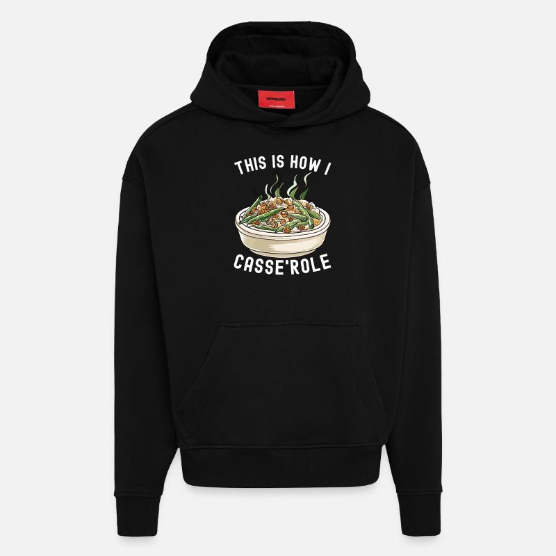 Casserole de haricots verts - Sweat à capuche bio épais oversize fabriqué en UE - SOLID BLACK